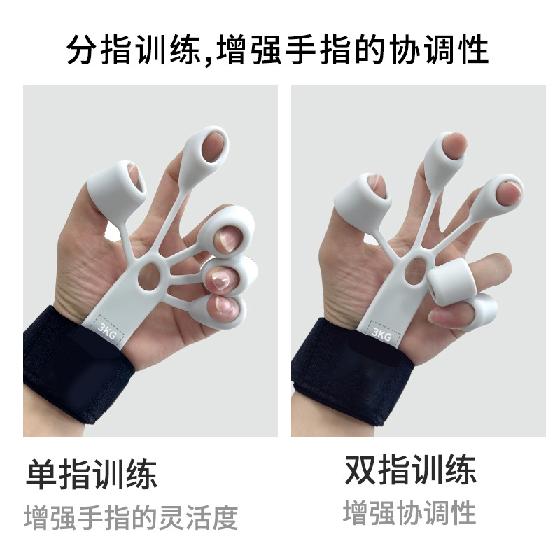 Entrenador de dedo de silicona Entrenador de dedo de tensión de muñeca de 5 dedos Rehabilitación de flexión y extensión Entrenador de venas