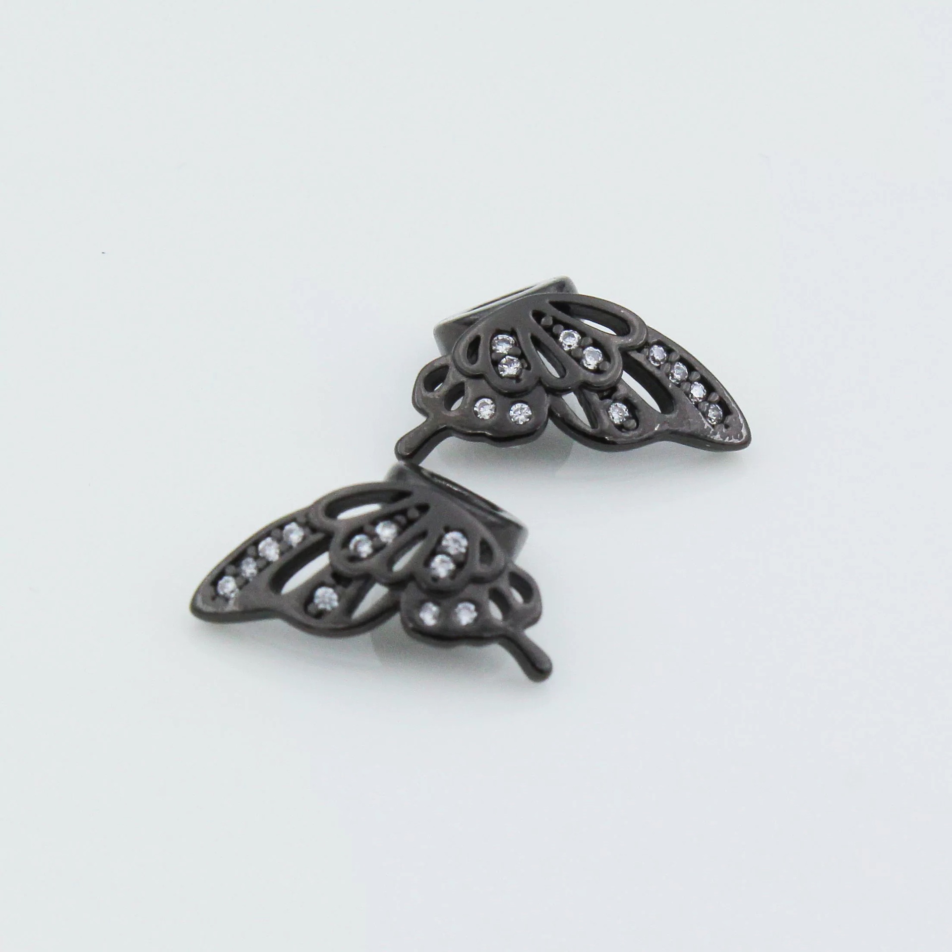 14K Gold-Plated Color-Preserving Butterfly Wings Pair Crystal DIY Accessories Jewelry Spacer Inlaid with Zircon Bracelet Spacer Beads