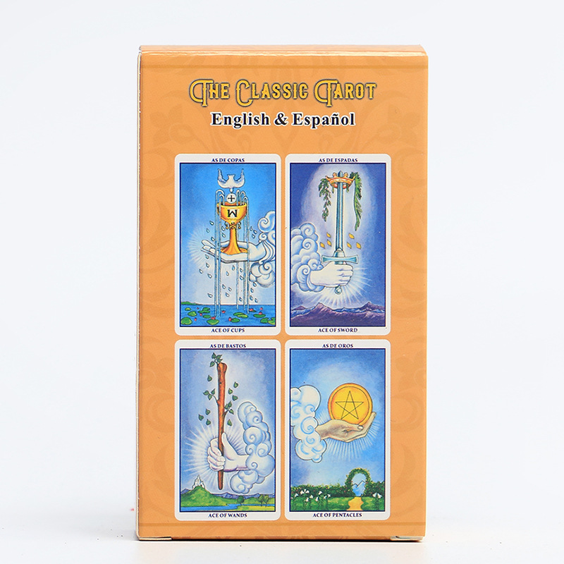 Cartas de tarot bilingües clássicas espanhol-inglês para jogos_voghion.com