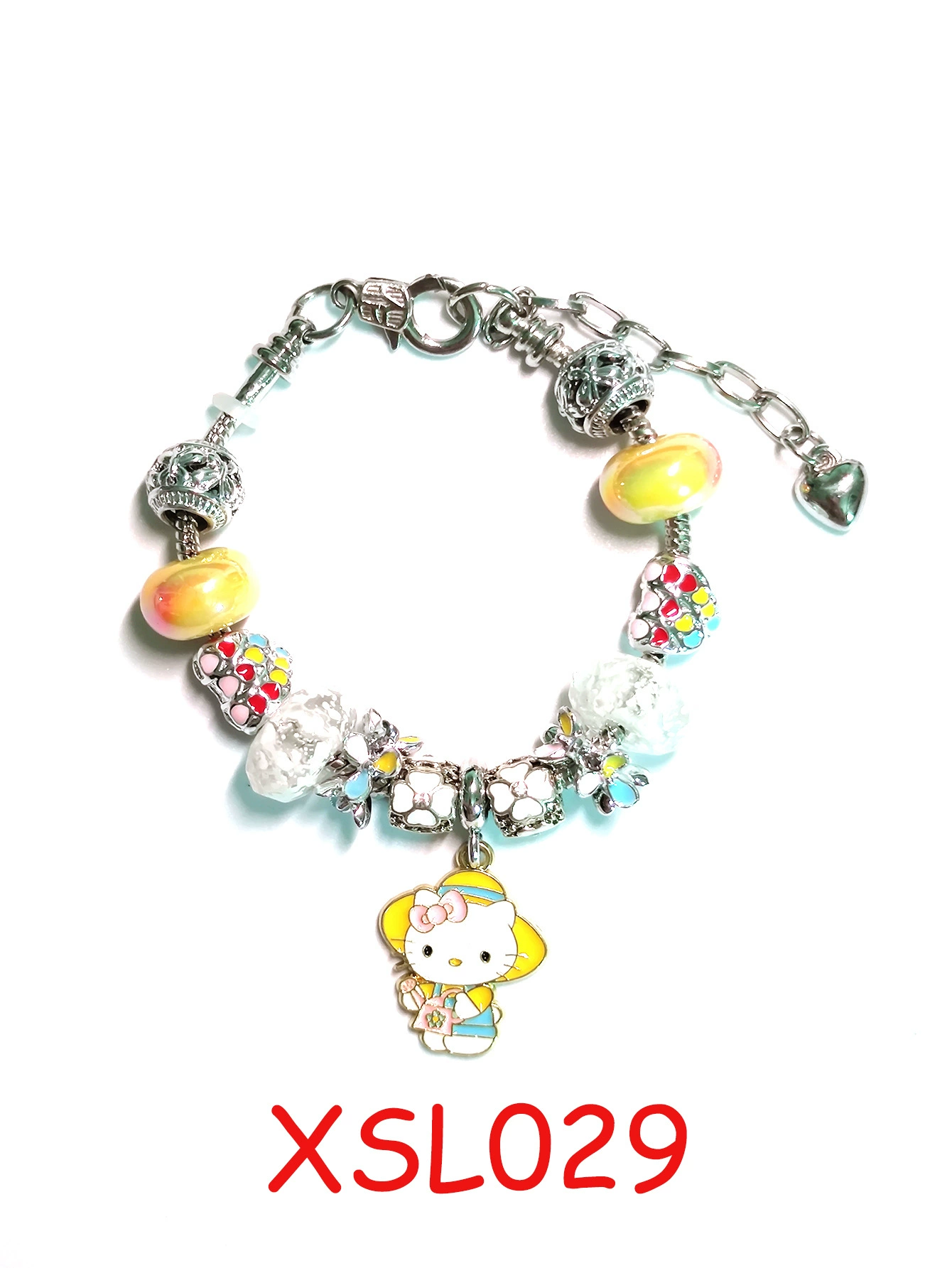 Браслет (Panjia) DIY с крупными отверстиями и подвесками в стиле Hello Kitty, 9×7×3 см