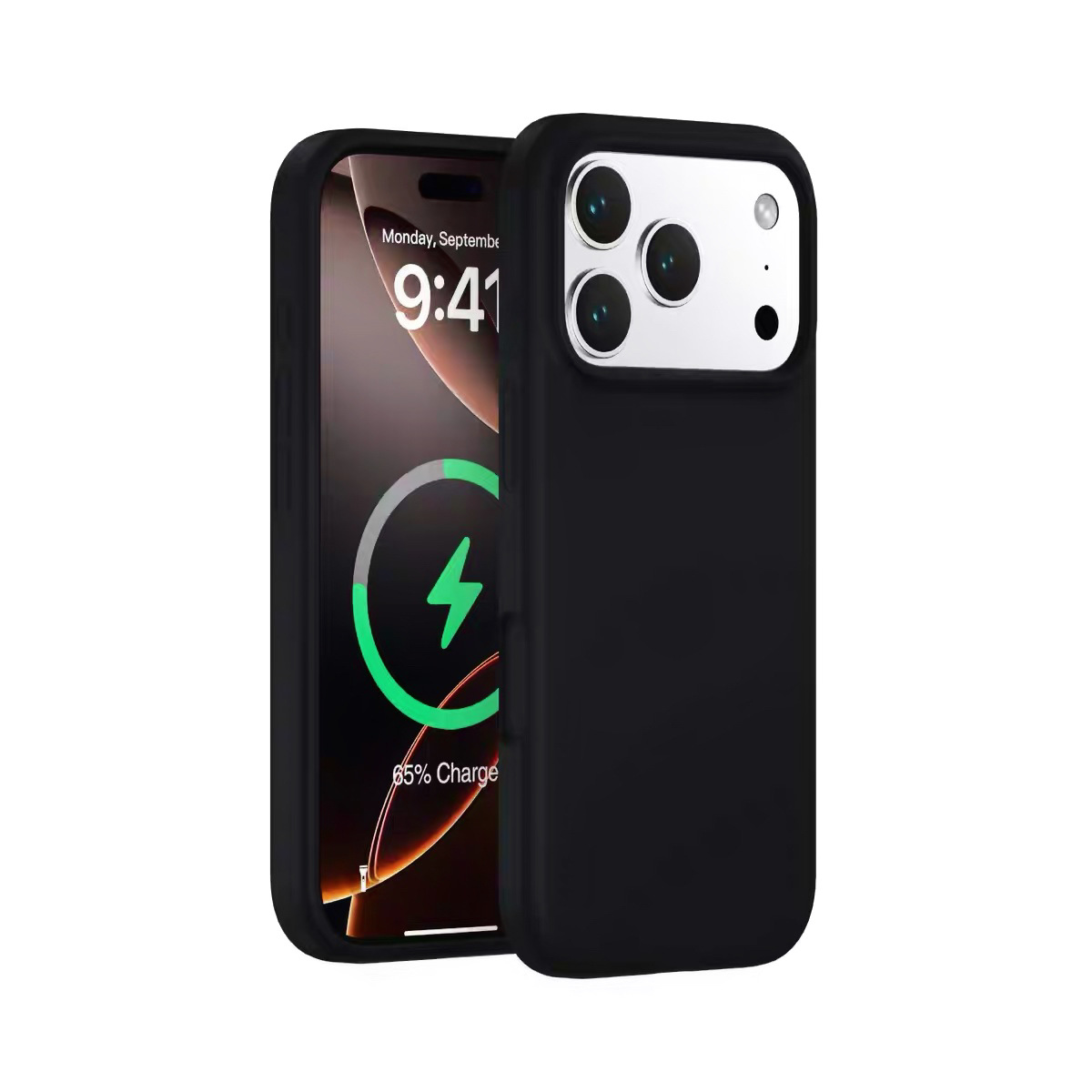 Magnético interno de silicona líquida de gran agujero para Apple 17PROMAX caso de teléfono celular de color sólido sensación de piel a prueba de caídas iPhone 15