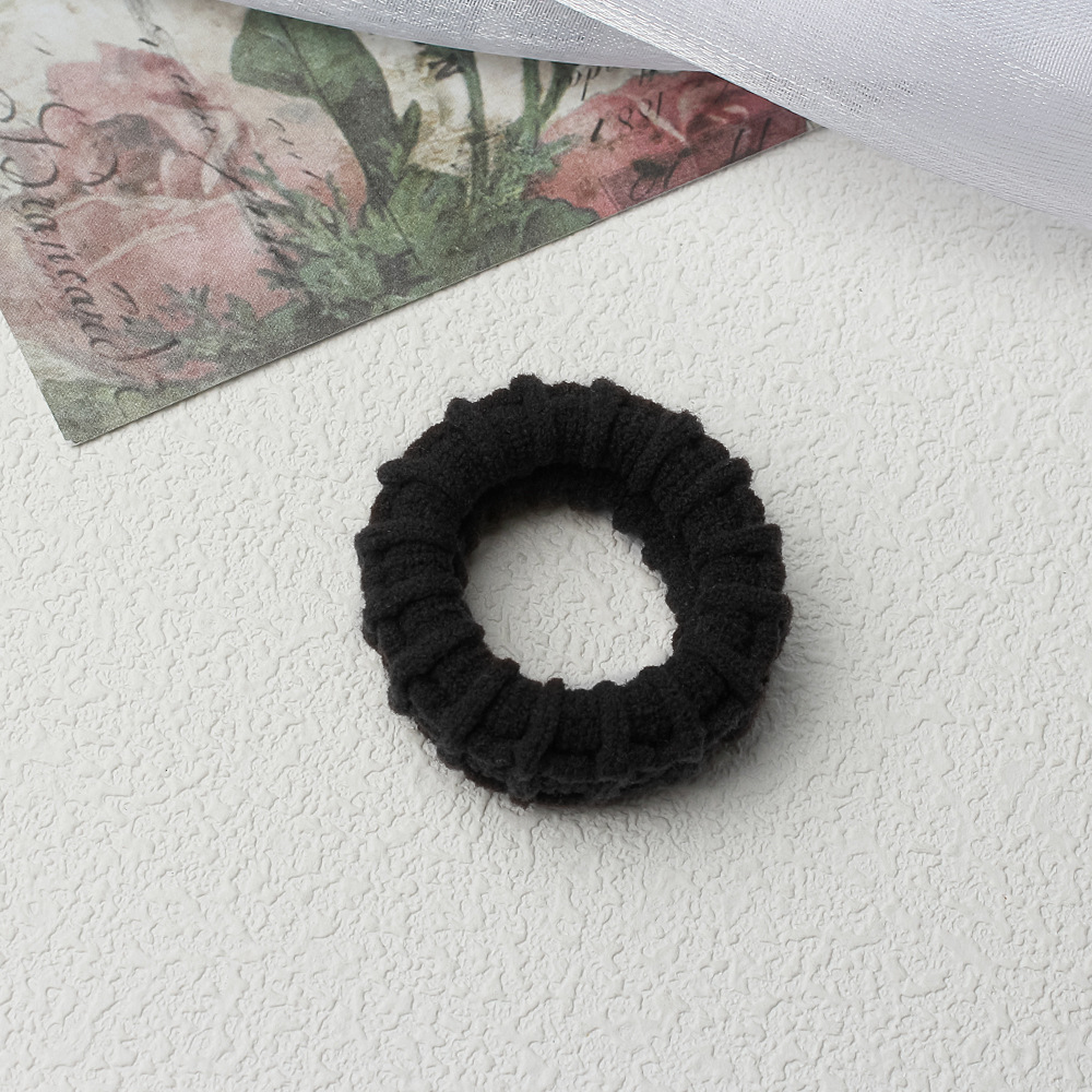두껍고 탄력있는 머리끈 - 검정색