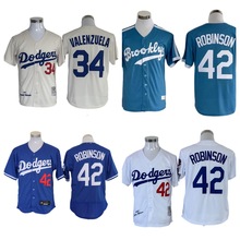MLB洛杉矶道奇队棒球服 42#ROBINSON刺绣棒球复古34#VALENZUELA