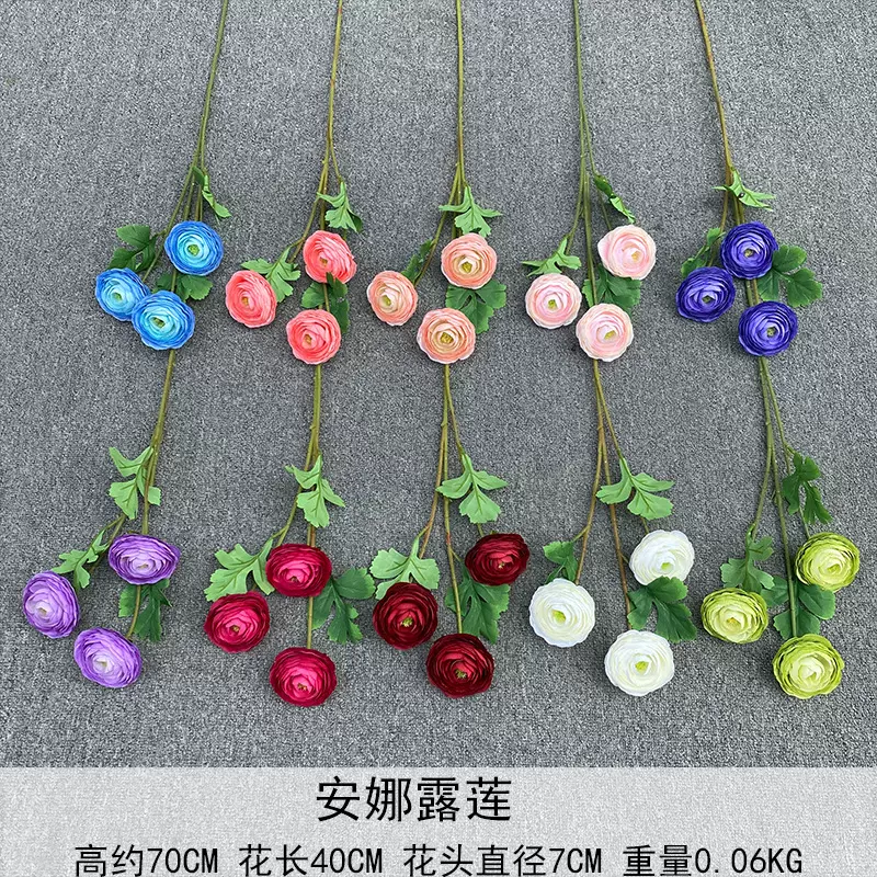 新品3头千层露莲仿真花订婚宴婚礼插花蓝紫色 莫奈风花园假花