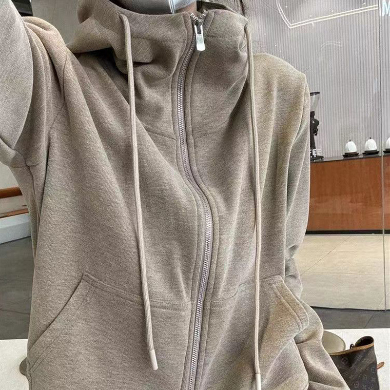 Fleece-Lined Thickened Cotton Casual Sports Women's Suit Autumn and Winter New Stand Collar Hooded Jacket Slimming Age-Reducing Wide-Leg Pants