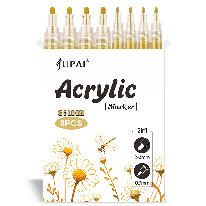 Válvula de acrílico dorado marcador de pintura de arte de los estudiantes graffiti marcador de cabeza delgada marcador impermeable