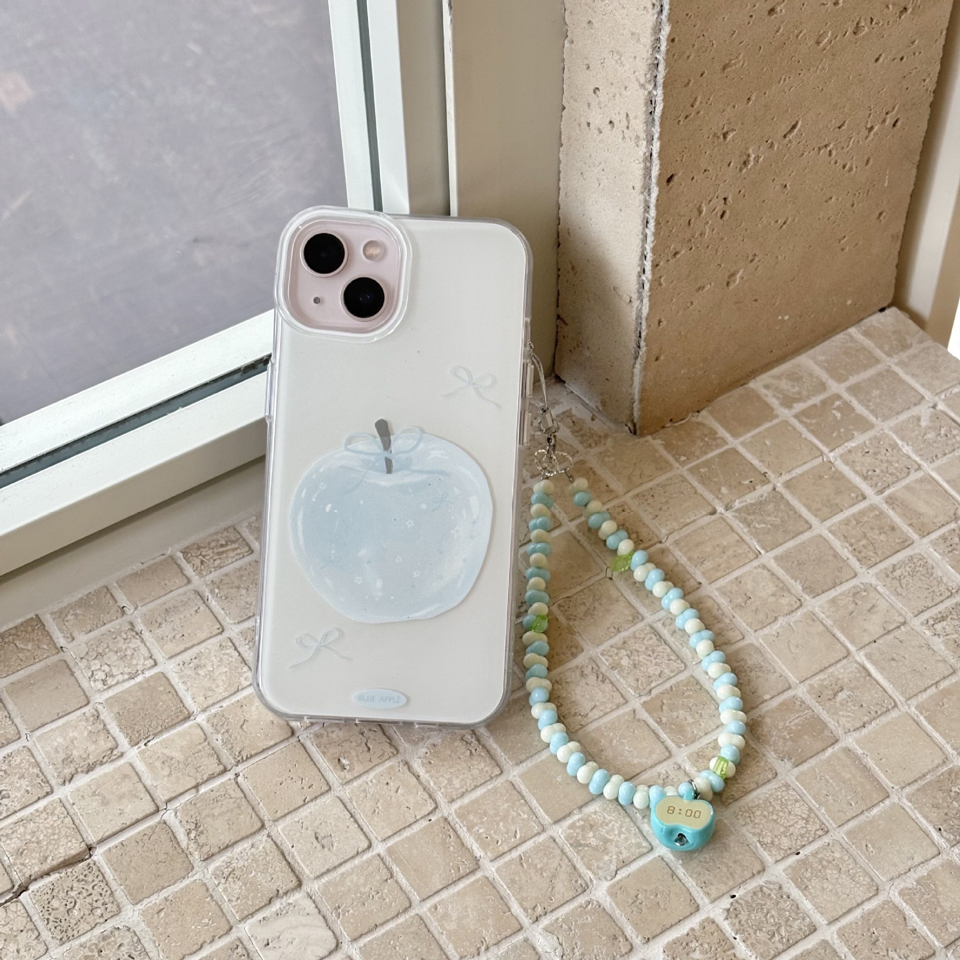 Verano fresco azul apple iphone16ProMax/15 funda para teléfono móvil Apple 13/14 pulsera 16 mujeres