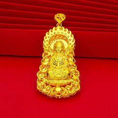 沙金饰品仿真金火焰观音吊坠项链女款轻奢高级感久不掉色首饰批发