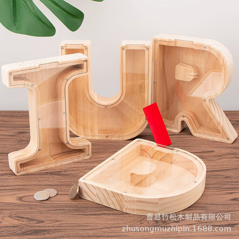 Деревянная копилка для монет, креативная бамбуковая прозрачная копилка с двадцатью шестью английскими буквами, поделки в стиле ins, украшения