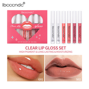 Ibcccndc Transparent Lip Gloss Lipstick Set Clear Lip Gloss Set Non-Stick Cup Water Gloss Lip Glaze