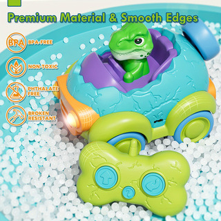 Explosiones transfronterizas luces y música para niños coche de control remoto de dos canales juguetes para niños regalos de dibujos animados dinosaurios coche de control remoto