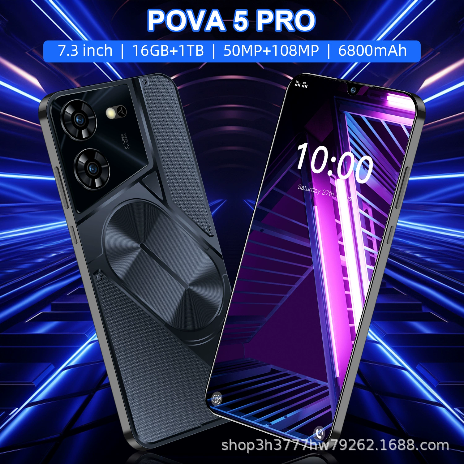 2025 новый кросс-бордер мобильный телефон Pova5Pro умный 7.3 дюйма сверхширокий экран полноэкранный прямой поставщик по низкой цене