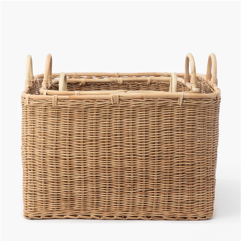 Amazon transfronterizo de tela de caña real cesto de almacenamiento de ropa sucia cesto de almacenamiento de artículos de escritorio de sala de estar cesto