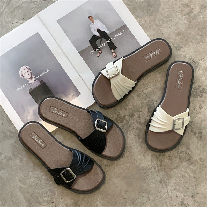 Design Sense Niche Slippers Women's Summer Outer Wear French Vacation Leisure Seaside Beach Flat Slippers New Style Design Sense Niche Slippers Women's Summer Outer Wear French Vacation Leisure Seaside Beach Flat Slippers New Style