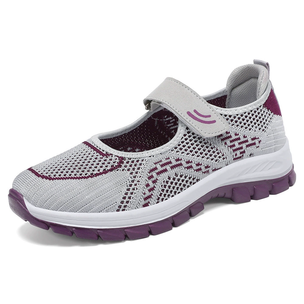 Footwear, summer breathable shoes for mother with velcro for leisure, for middle age, soft sole, for import