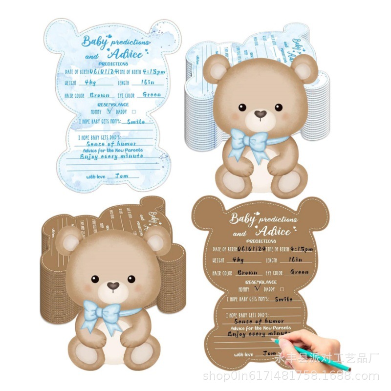 Teddy Bear Game Set Predictions and Advice Cards Baby Shower Game Gender Reveal Party Activity Supplies