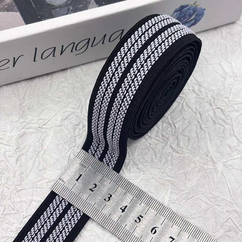 现货2.5-4.0cm防滑弹力带黑白乳胶丝户外服装用品止滑辅料批发|undefined
