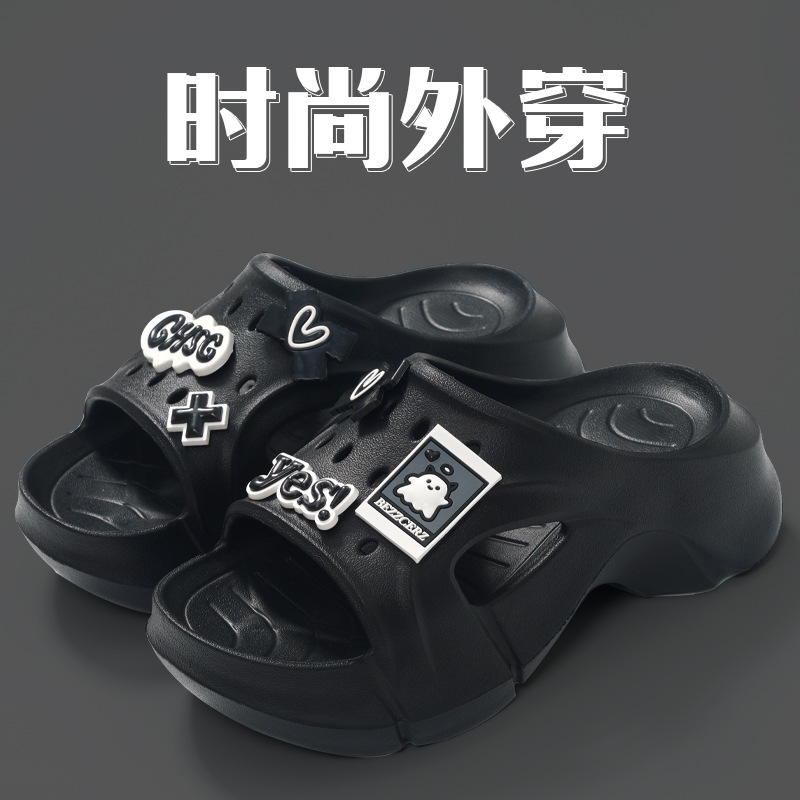 Sandalias, suela suave para mujer, pies no cansados, uso externo de verano, suela gruesa, aumento, antideslizante y desodorante, chanclas, agujeros, pies no apestosos, pantuflas