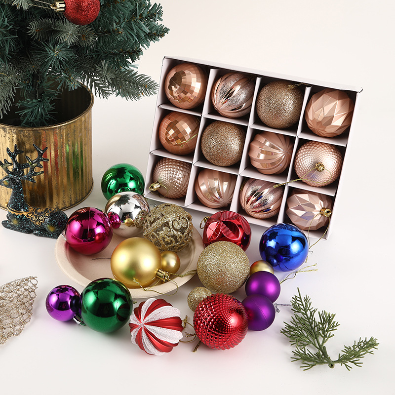 Bola de Navidad traje redondo barril caja cuadrada pintada 3cm4cm6cm decoración navideña bola colgante de Navidad bola decoración Navidad