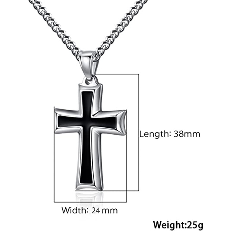 Collier Xinghe en acier inoxydable avec pendentif croix simple et unisexe en résine pour homme_voghion.com