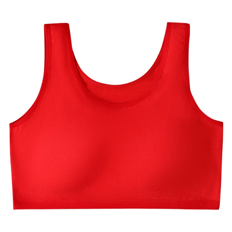 Нижнее белье для девочек, нижнее белье, костюм, красный жилет для средних и больших детей, бюстгальтер без рукавов 12-16 лет