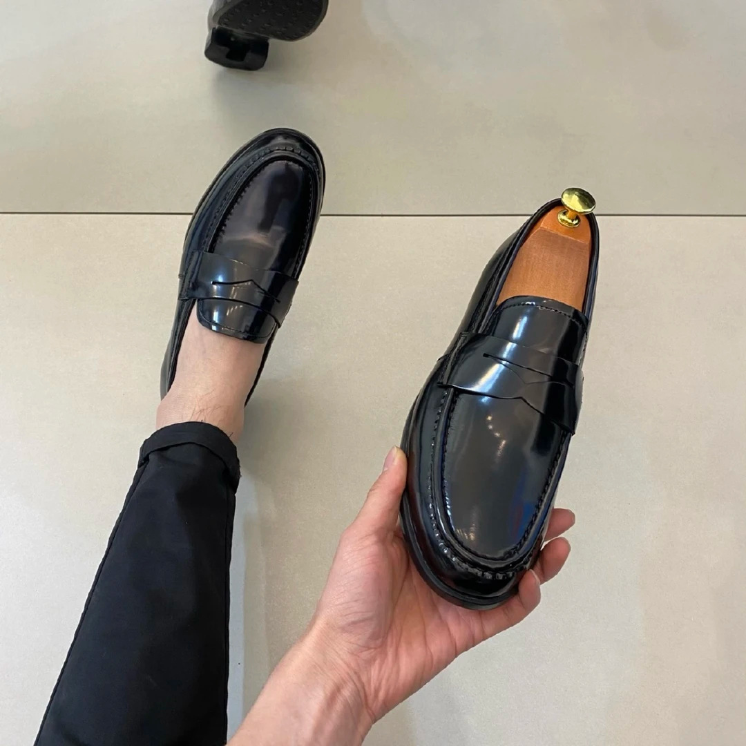 AOSHENG 하이 엔드 가죽 신발 광저우 오픈 엣지 비즈 카우보이 패션 남성 가죽 신발 슬립 온 영국 남성 신발 캐주얼 가죽 신발