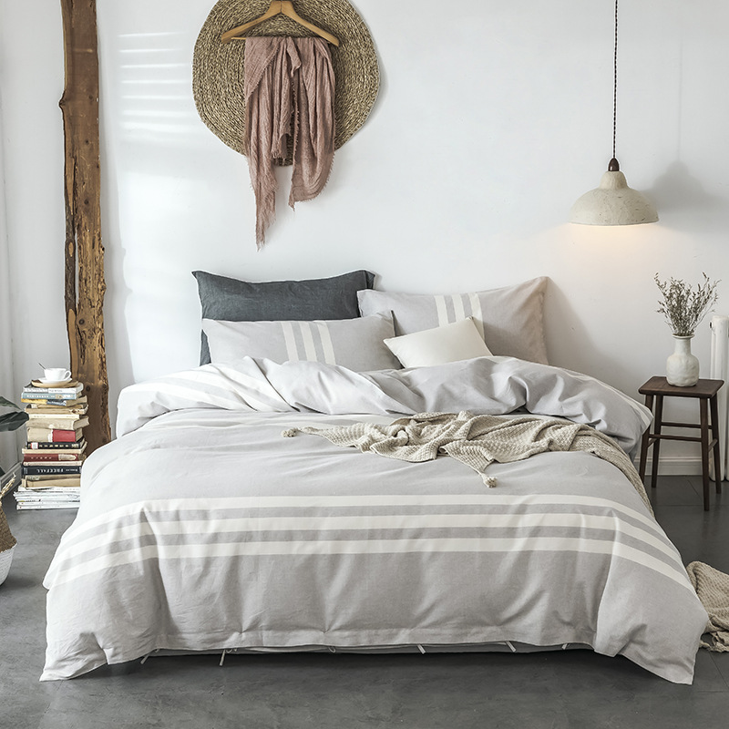 Hemp Cotton Four-Piece Set Wholesale B&B Hotel Home Bedding Four-Piece Set Includes Quilt Cover, Bed Sheets and Pillowcases