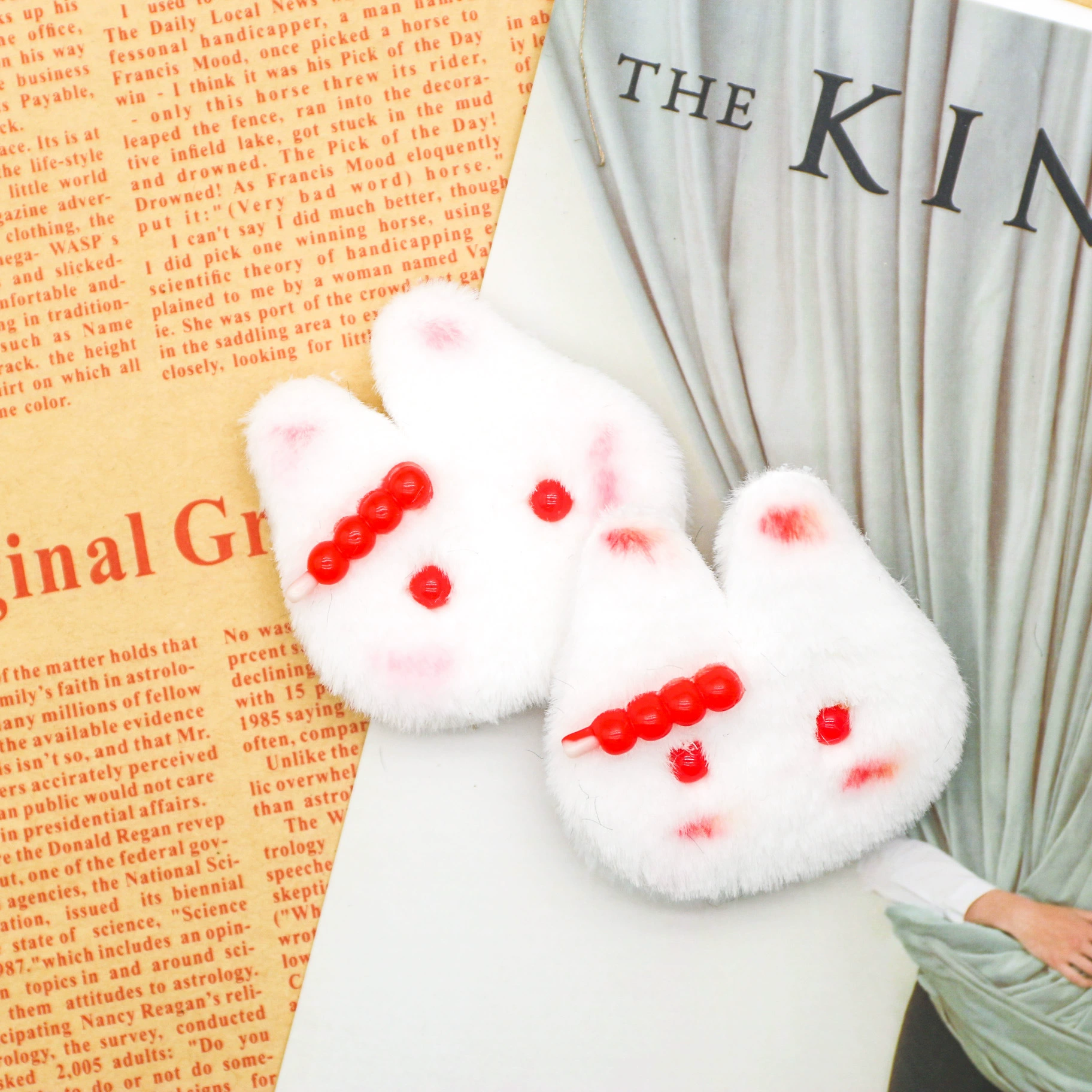 Милый и мягкий плюшевый кролик из конфетированного боярышника, милый женственный стиль, аксессуары для самостоятельного изготовления украшений, пушистый кулон в стиле инс.