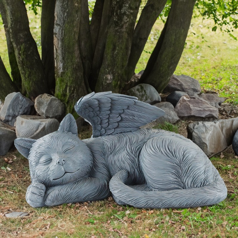  New Garden Creative Angel Cats and Dogs Ornaments Resin Pet Tombstone Memorial Stone Decoration Animal Statue