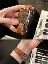 适用于苹果AppleWatch手表皮表带折叠扣iwatchs876代SE表带细款女