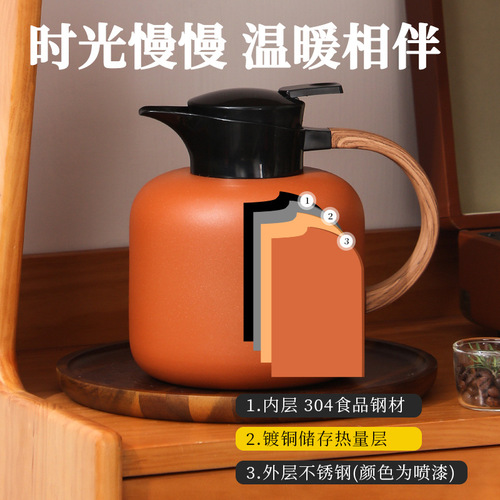 Warm tea around the stove 304 stainless steel vacuum kettle large capacity push-type thermal kettle outdoor travel kettle on behalf of