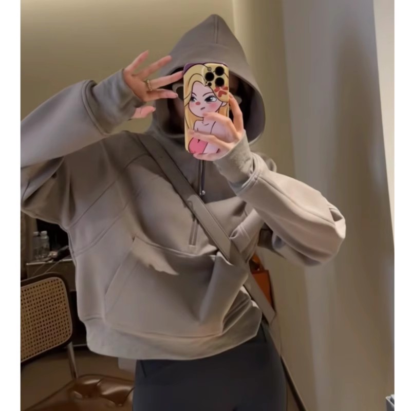 Retro short sweatshirt with zipper