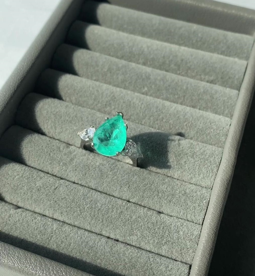 Glam Water Droplets Sterling Silver Plating Zircon Rings