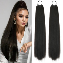 外贸假发女欧美亚马逊24英寸长直马尾辫自然改变发型高温丝马尾辫