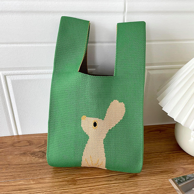 Bolsa de las mujeres de estilo coreano diseño de nicho lindo bolso de mano de punto de dibujos animados calle estudiante gran capacidad bolsa de las axilas