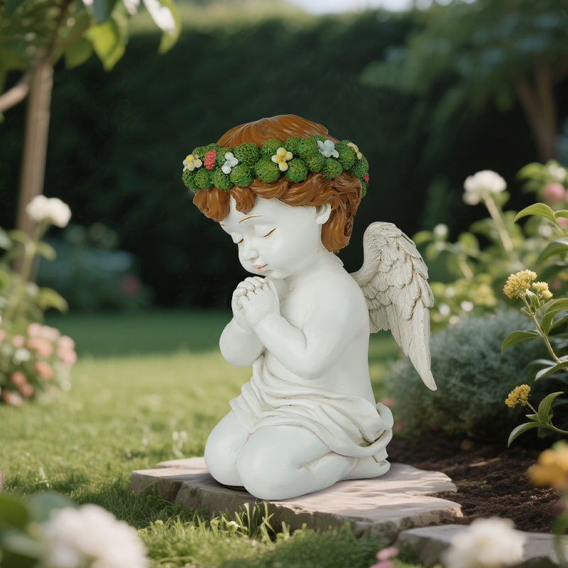  Specializes in Resin Angel Praying Boy Kneeling Ornaments Home Desktop Resin Creative Sculpture Decorative Gifts