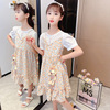 Summer dress, children's summer clothing, fashionable thin set, cute skirt, suitable for teen, western style, floral print