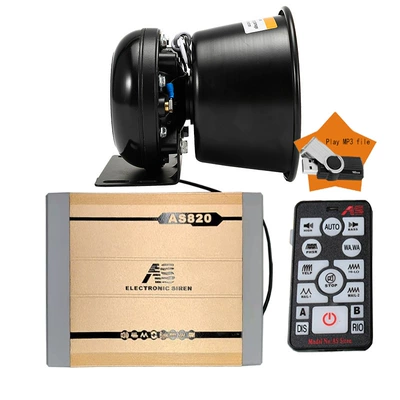 Car-mounted wireless alarm MP3 Car horn/tweeter - mp3-function-as820e-main-unit-round-speaker-set-12v