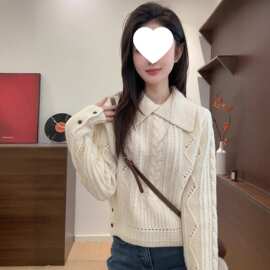 韩系气质麻花翻领毛衣女2026秋冬季新款百搭可内搭外穿针织衫上衣