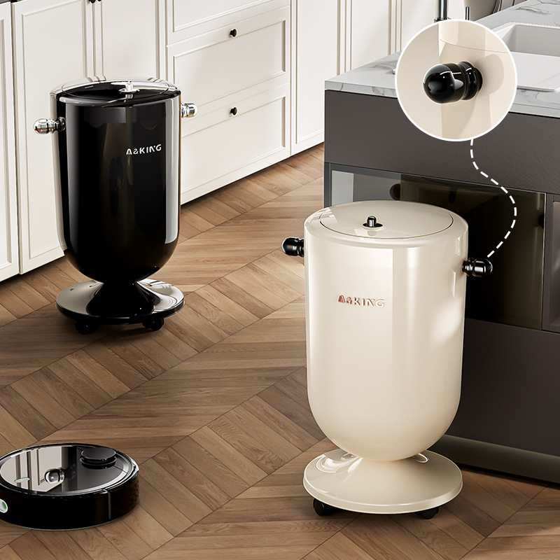 [One] Basura de sala de estar canasta de papel volante rueda de cubierta móvil engrosado doble cubo con cubierta cubo sanitario