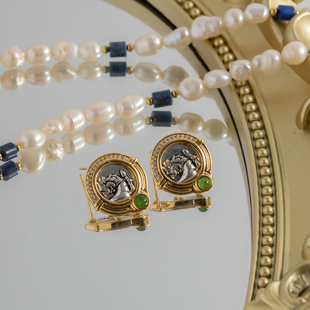 Vintage Style Geometric Copper Plating Ear Studs 1 Pair