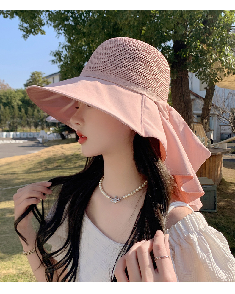 2024 Chapeau de Protection Solaire pour Femmes Protection UV Printemps Nouveau Chapeau de Protection Solaire en Caoutchouc Noir avec Large Bord Chapeau de Pêcheur Tourisme Chapeau d'été Marée_voghion.com