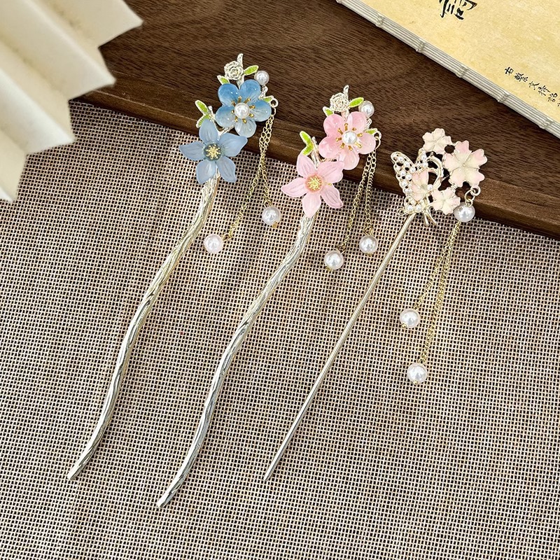 Flores chinas retrógradas flange paso agitando pinzas de cabello de mujer elegante ropa de estilo chino pinzas de cabello de cabello de cabeza trasera pinzas de cabello