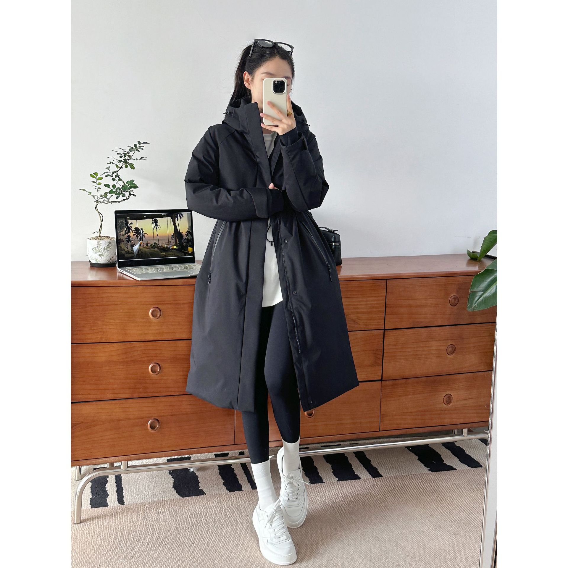 Mini Yang Upgraded Black Gold 90 White Goose Down Jacket Wind Shell 4.0 Outdoor Mid-length Warm Down Jacket for Women in Winter