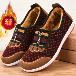 Factory direct autumn and winter new old Beijing cotton shoes women's fleece-lined thickened warm mother shoes soft bottom comfortable cotton shoes