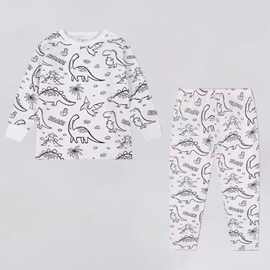 2024秋季跨境新款亚马逊wish欧美儿童套装印花圆领长袖卫衣套头女