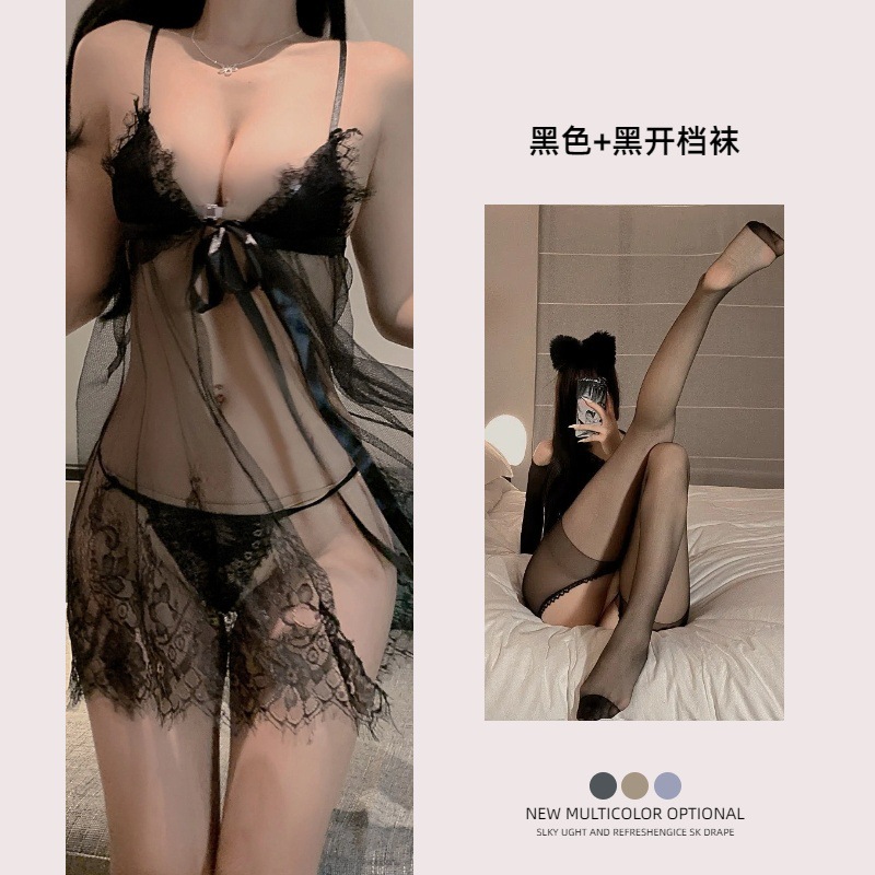 블랙 + 블랙 오픈 양말
