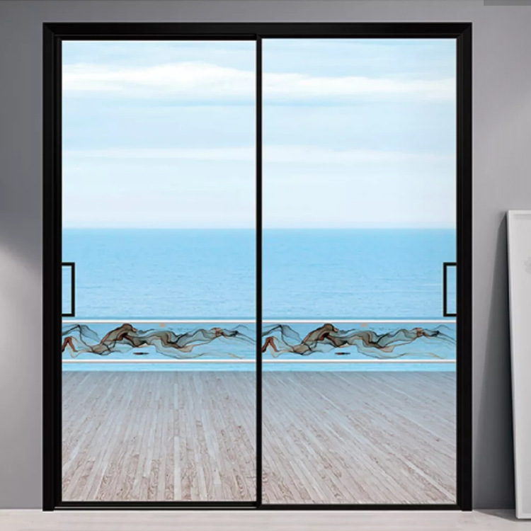 Perfect System Very Narrow Triple-linkage Sliding Door Kitchen Balcony Partition Door Aluminum Alloy Hanging Rail Invisible Glass Sliding Door