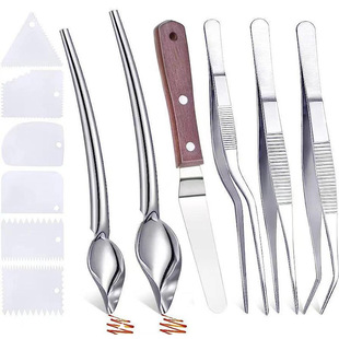 Cross-Border 12-Piece Set of Plating Tools, Decorating Spoon Set, Cooking Drawing Decorative Spoon, Stainless Steel Tweezers, Sauce Painting Spoon