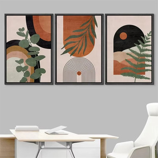 Bohemian Style Geometric Plant Leaves Foreign Trade Cross-Border Living Room Bedroom Decoration Frameless Hanging Painting Core Poster